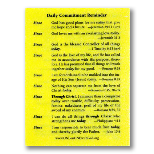 Daily Commitment Reminder Card